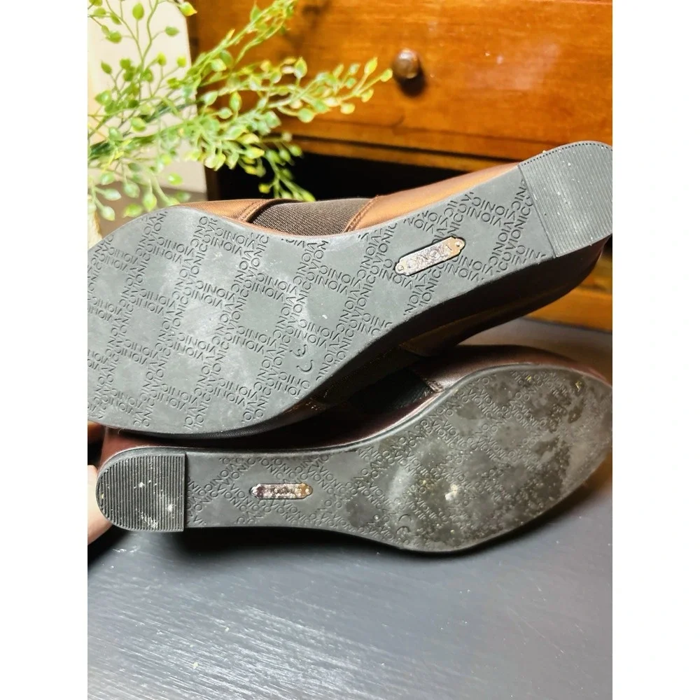 Vionic Booties‎ Stanton Womens 6 Wedge Brown Leather Comfort Shoes